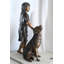 Sculpture fille et chien en bronze debout, enfant et animal de compagnie 23 po x 13 po x H 39 po