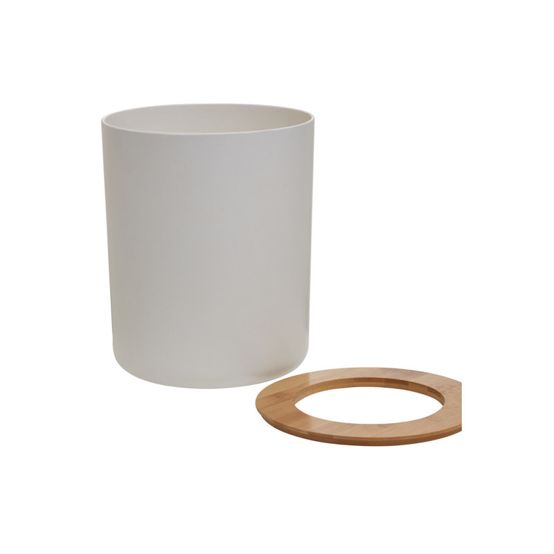 Bamboo Open Waste Bin, White