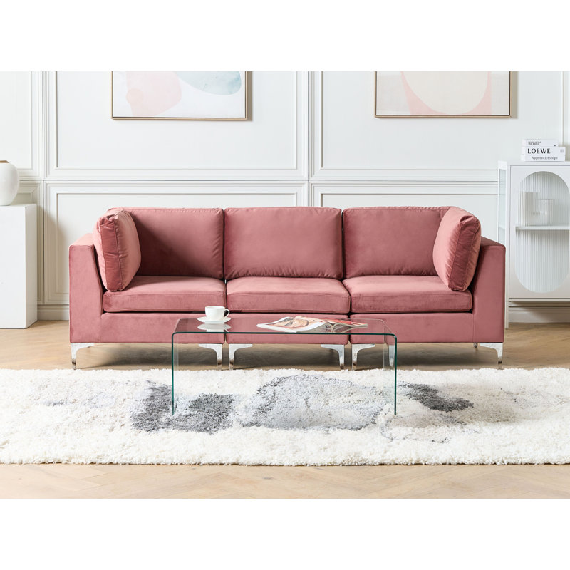 Millings 3 Seater Velvet Sofa, Pink