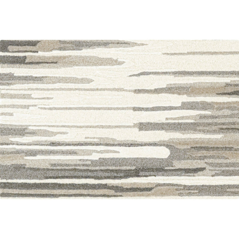Tapis gris / ivoire / brun en laine Skye, Rectangle de 8 pi 6 po x 12 pi 6 po