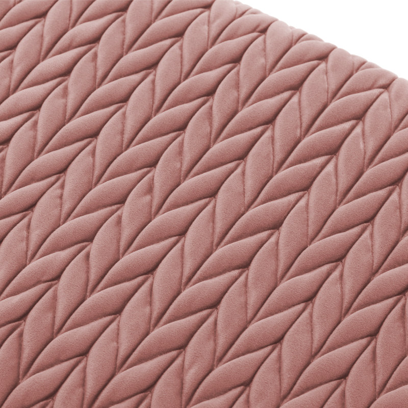 Aghvarth Tufted Geometric Stitch Velvet  Upholstered Bench, Pink