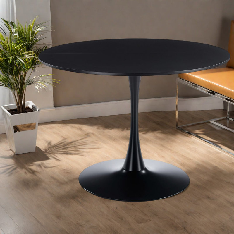 Table de salle à manger ronde moderne en MDF noir, style Mid-Century pour la cuisine et la maison