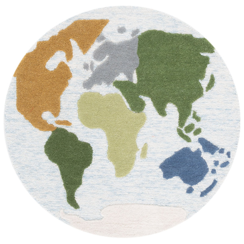 Darsie Stewart 300 Hand Tufted Wool/Cotton with Latex Rug in Gray/Green/Blue, Round 3'