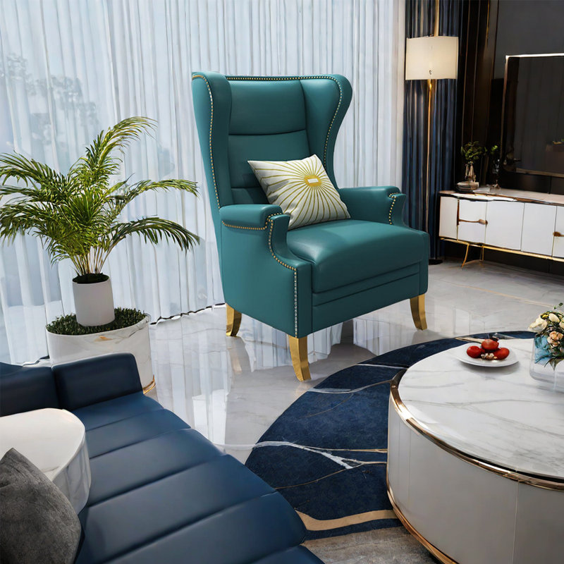 Fauteuil inclinable en similicuir Lages, Similicuir bleu