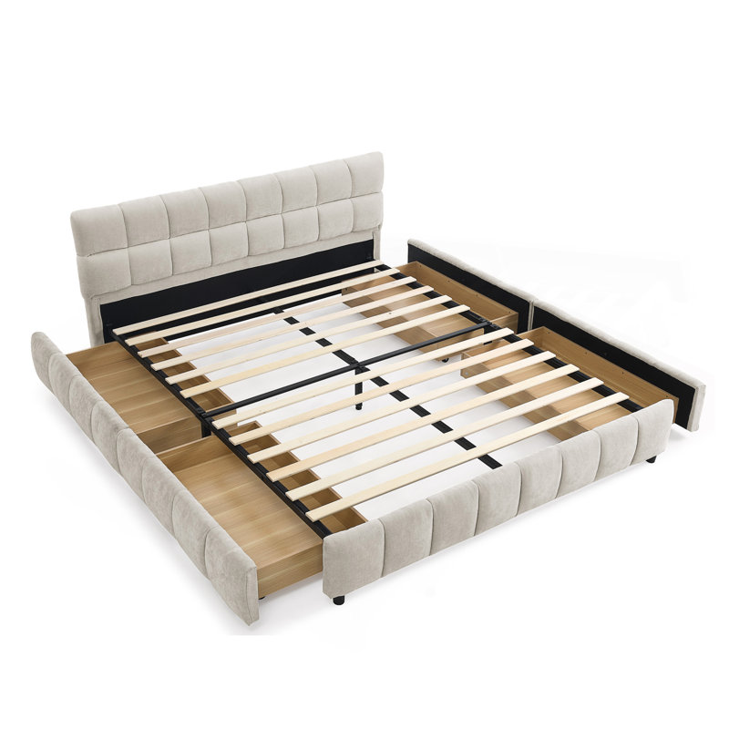 Grand lit tapissier, Grand lit, Beige