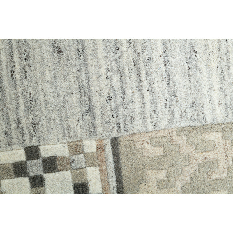 Geometric Wool Hand Woven Area Rug, Rectangle 70 x 140cm