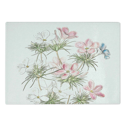 Glass Mixed Leptosiphon Flowers Chopping Board