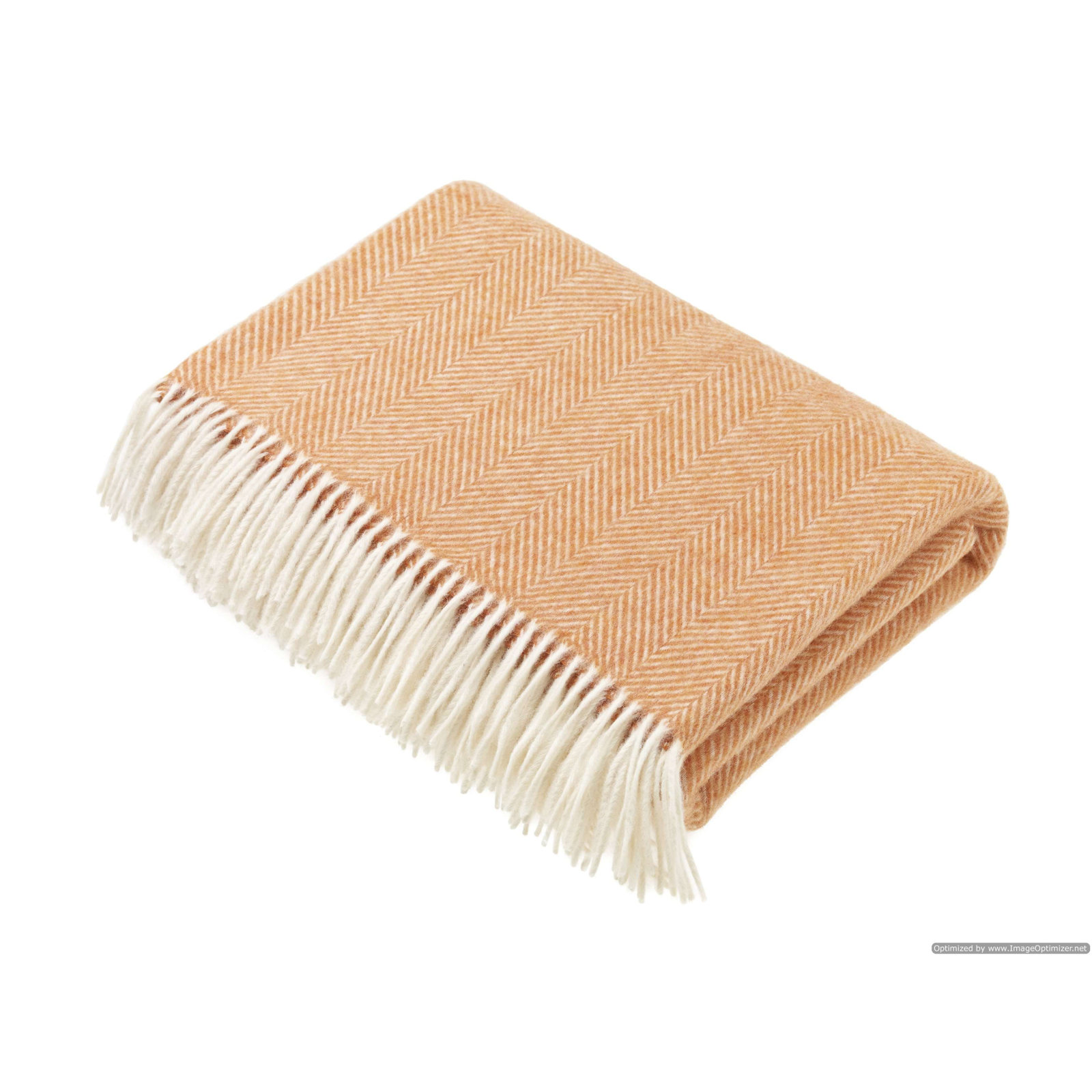 Merino Lambswool Throw/Blankets Hand Woven Blanket, Orange Herringbone