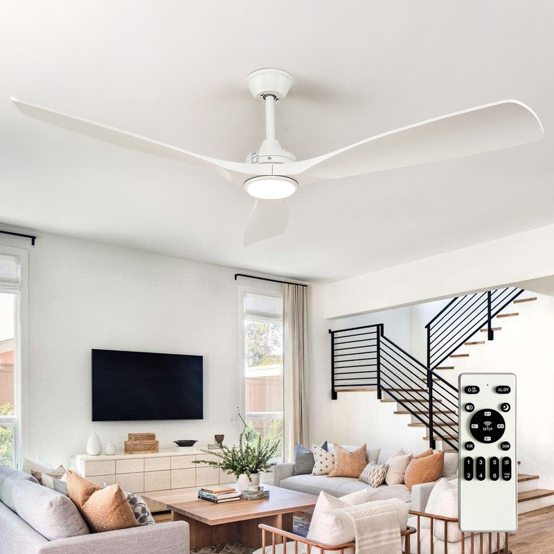 Ventilateur de plafond moderne avec lumière et télécommande, Black