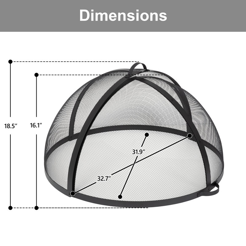 Pare-étincelles rond pour foyer, H 18,5 po x l 32,7 po x P 32,7 po