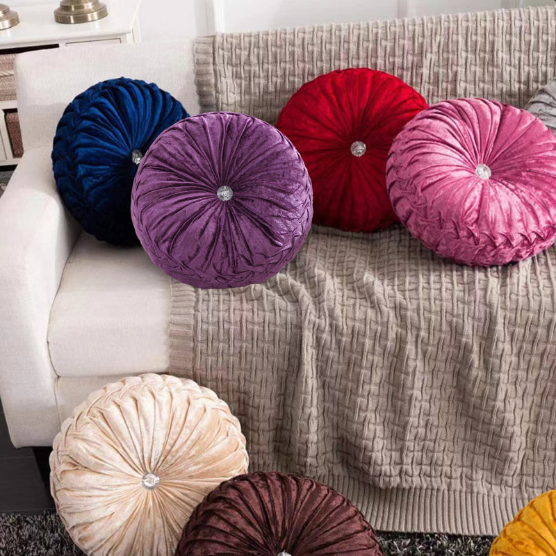 Coussin décoratif en velours rond 15 po (ensemble de 2), Mauve foncé