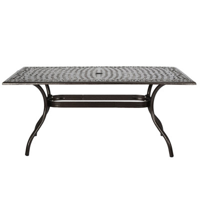 Rectangular Cast Aluminum Terrace Table - Boasting Breathtaking Floral And Umbrella Facility Outdoor Furniture Flaunting Captivating Feature