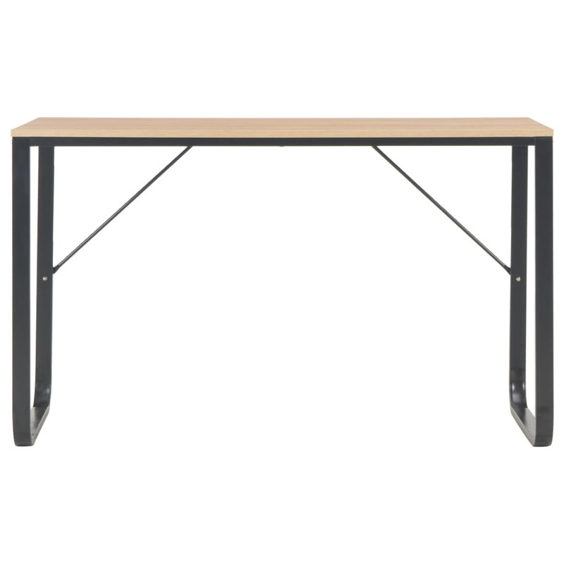 Computer Desk Home Office Table Standing Writing Desk with Metal Frame, Oak/Black