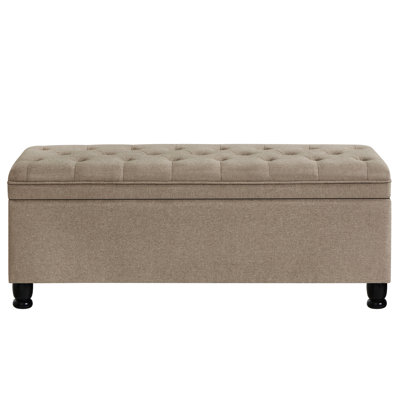 Linen Storage Seat With Solid Wood Frame - 45X18x18 Comfortable And Button Construction 18 Inches Ideal For Living Area