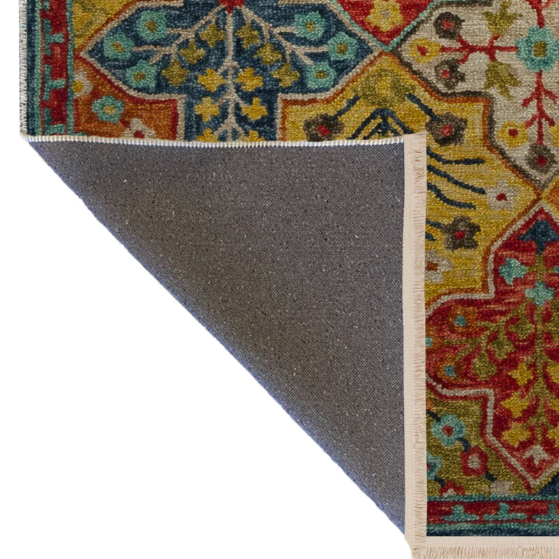 Tapis décoratif multicolore à motif floral traditionnel, Tapis de couloir 2 pi 8 po x 6 pi 7 po