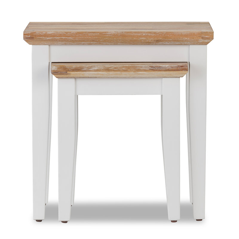 Doria Solid Wood Nesting Tables, White