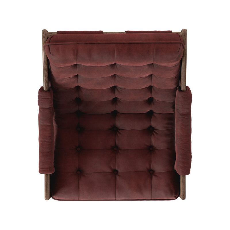 Kensington Armchair, Nubuck Burgundy Genuine Leather, Terra Brown Ash