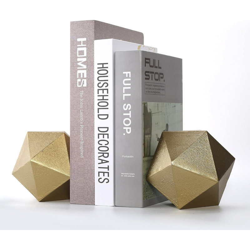 Serre-livres géométriques décoratifs en forme de boule, serre-livres modernes en fonte dorée pour bureau