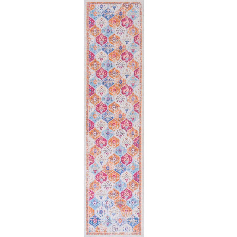 Cream Area Rug 2'6''X10' Washable, Low-Pile Harmony, Non-Slip, Non-Shedding, Foldable, & Pet , Balances Living Room, Bedroom, Kitchen, Dining Room Style, Decor For
