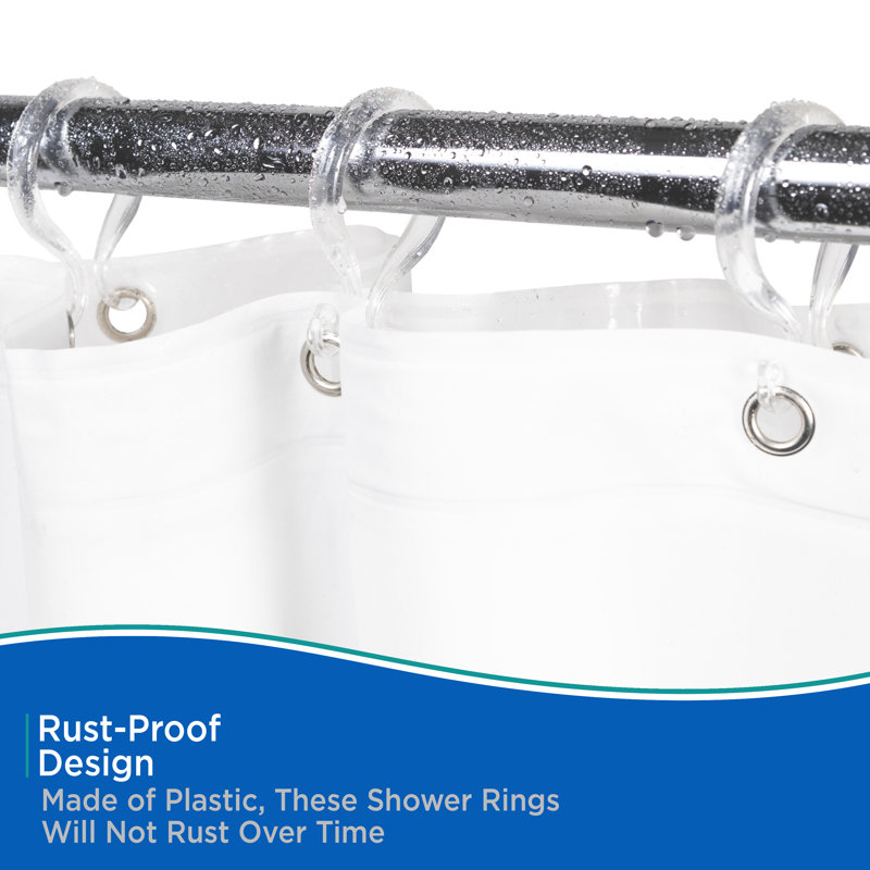 Clear Plastic Double Shower Curtain Hooks Set of 12
