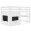 Lit mezzanine simple avec tableau noir coulissant, bibliothèque intégrée et rails de sécurité, blanc, lit mezzanine solide pour enfants-1286650595-1286650594