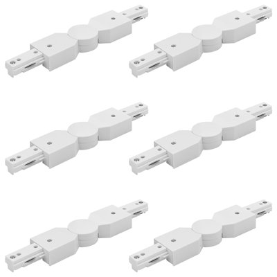 Connecteur réglable d'éclairage sur rail Luxrite H, accessoires d'éclairage sur rail à 3 fils à circuit unique, composant de source d'alimentation 120 V, paquet de 6 blanc