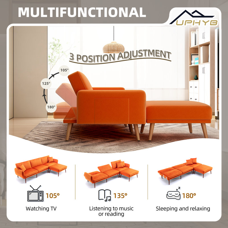 Canapé modulaire en velours Windale, Velours orange