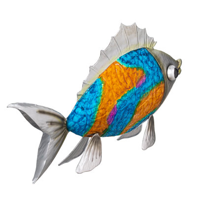 Metal Gradient Fish Garden Statue, 12.5in