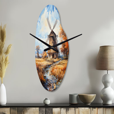Thang Vangogh The Old Mill - horloge asymétrique en métal, horloge murale grise