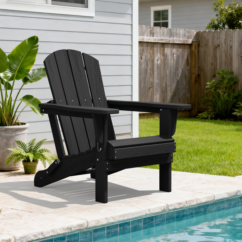 Chaise Adirondack pliable en PEHD Clitheroe, Noir