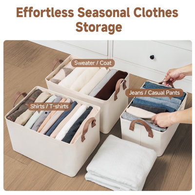 Fabric Foldable Storage Bins with Handles, Modern Storage Basket for Shelves, Closet, Dorm