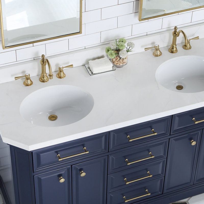 Palace 60'' W Vanity, Monarch Blue, Satin Gold