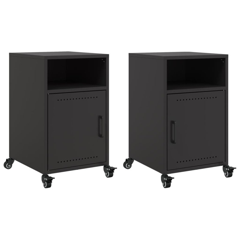 Quammen 36cm W Steel Bedside Table, Black