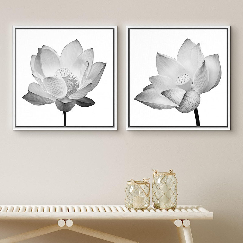 Reproduction encadrée sur toile, 2 pièces, H 24 po x l 48 po x P 1,5 po, Cadre blanc
