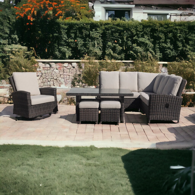 Linnie 8 - Person Patio Conversation Set with Cushions