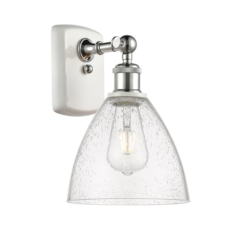 Shauna Armed Sconce, No Bulb Included, White/Polished Chrome