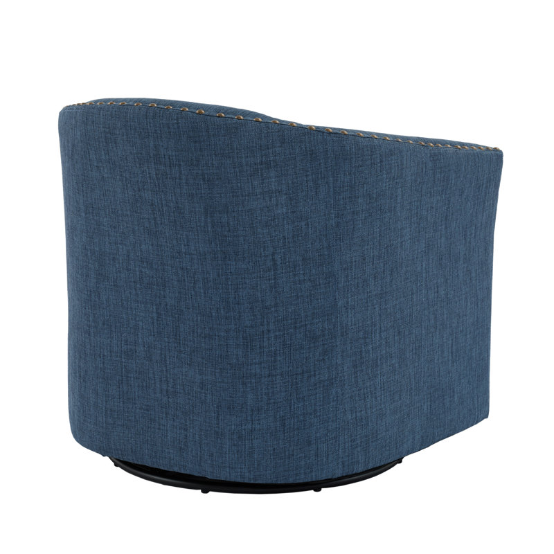 Fauteuil demi-tonneau pivotant Aunna, Mélange de polyester bleu
