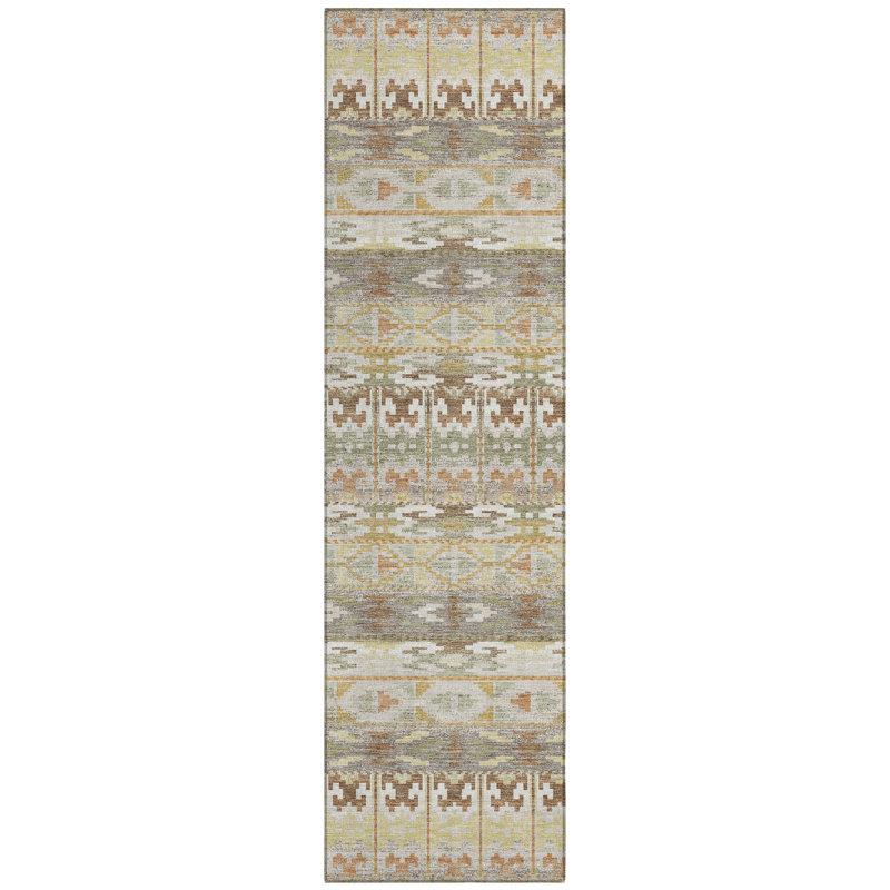 Machine Washable Indoor/Outdoor Chantille ACN2635 Lodge Rug, 2'3" x 7'6" Runner, Linen