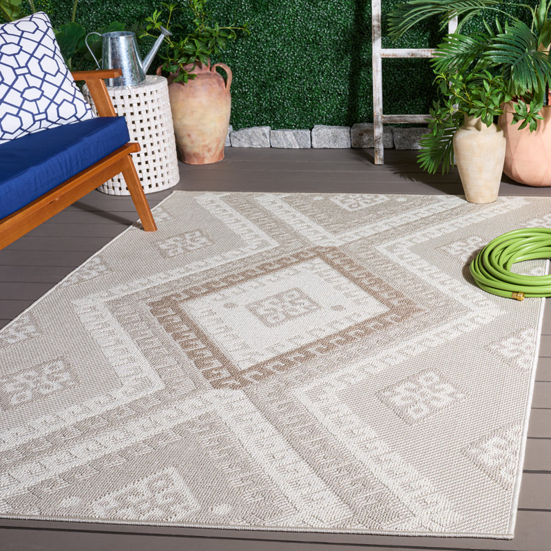 Global 610 Geometric Indoor/Outdoor Rug, Rectangle 5'3" x 7'6"
