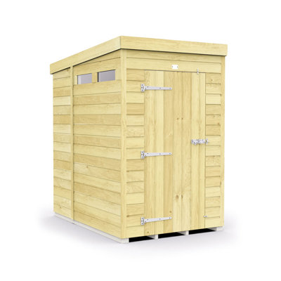 4ft x 6ft Pent Security Shed - Single Door