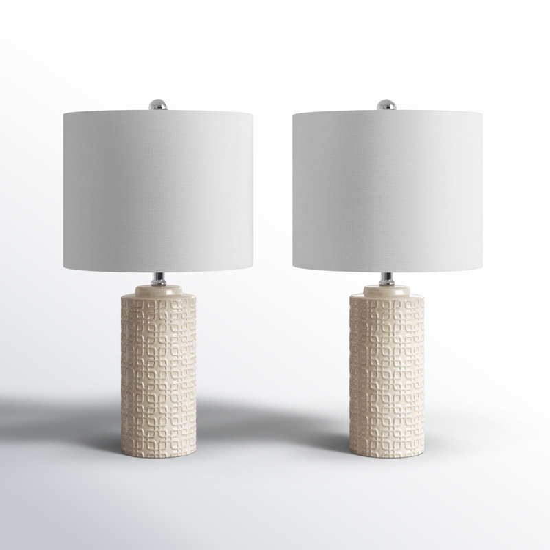 Henrietta Ceramic Lamp Set Lamp, Ivory