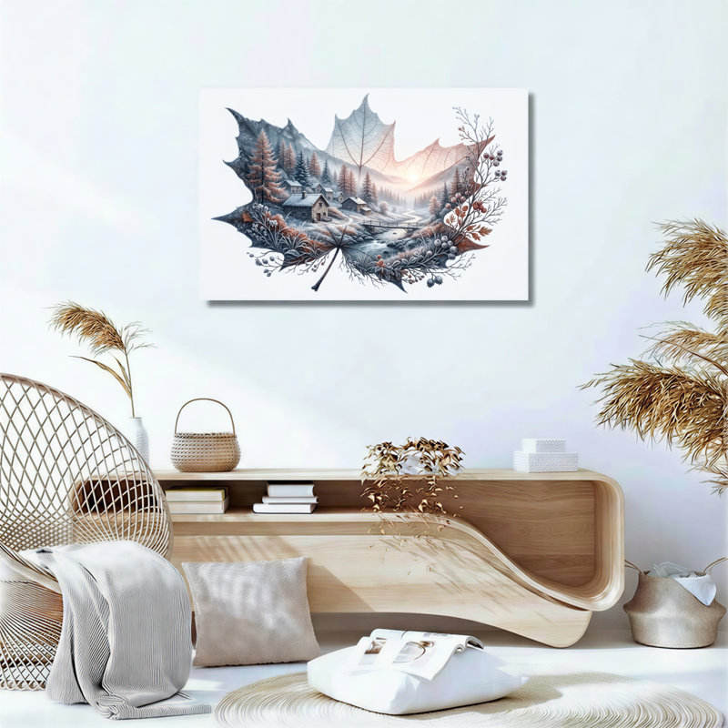 Feuille de paysage, art mural sur toile, ensemble de 1, Wrapped Canvas, 24"H x 36"W