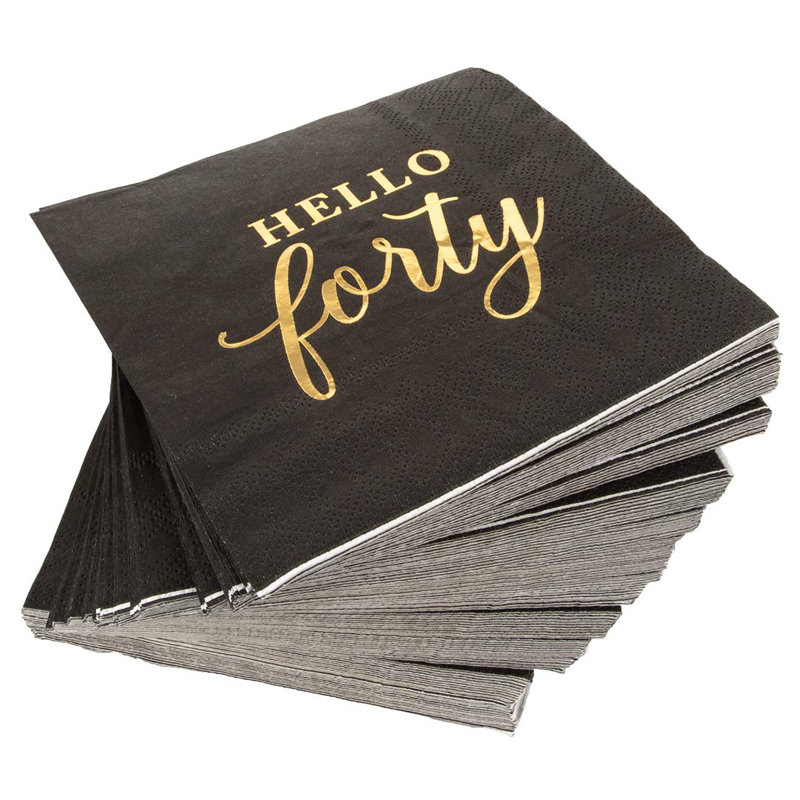 Serviettes en papier de cocktail scripted hello 40 indiquant un cocktail jetable