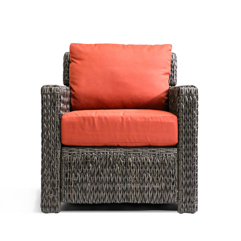 Fauteuil club d'extérieur en osier Fricis Point, Rouge