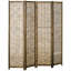 Paravent 4 panneaux, écran d'intimité portable 5,5 pi. Tissé à la main, bois et élégant pour les écrans de maison, séparateur. Utilisation