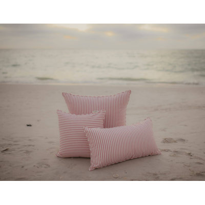 Laurens Striped Rayon/Viscose Indoor/Outdoor Lumbar Throw Pillow
