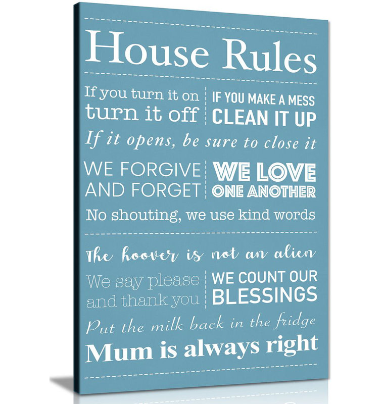House Rules - Wrapped Canvas Print, 76cm H x 51cm W