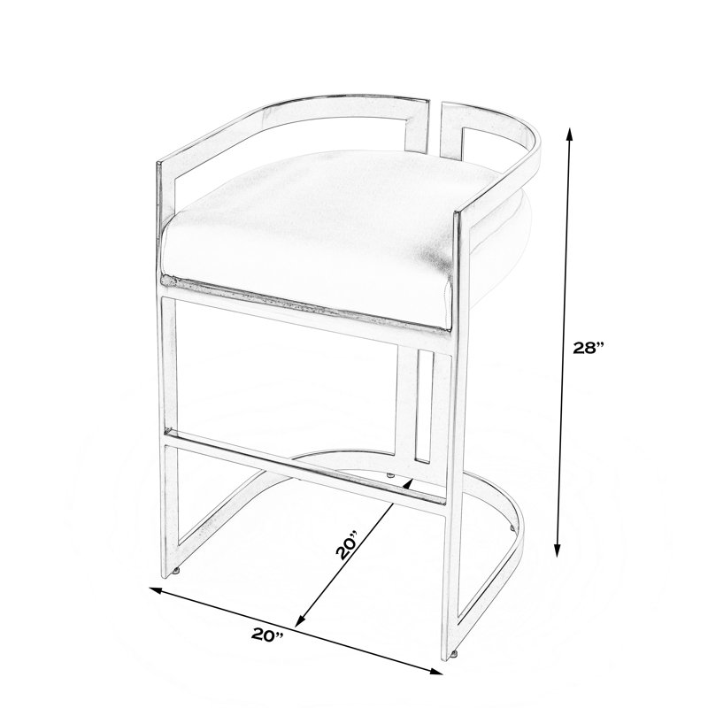 Butler Bravo Faux Leather Counter Stool, Off-White, Rose Gold, Counter Stool (24.5” Seat Height)