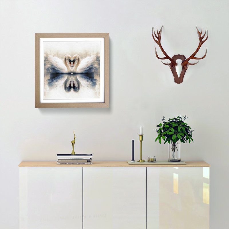 Swan Double Exposure No.2 - Framed Print, Oak