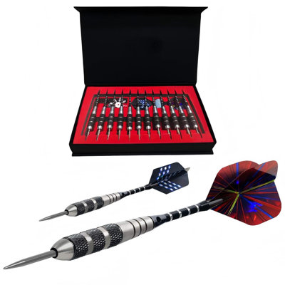 Darts Metal Tip Set Metal Tipped Darts Steel Tip Darts 12pcs 22g | Darts for Dartboard,Nonslip Iron Barrel,Aluminum Dart Shafts,Dart Flights,Dart Sharpener,Darts Case,Men Gifts